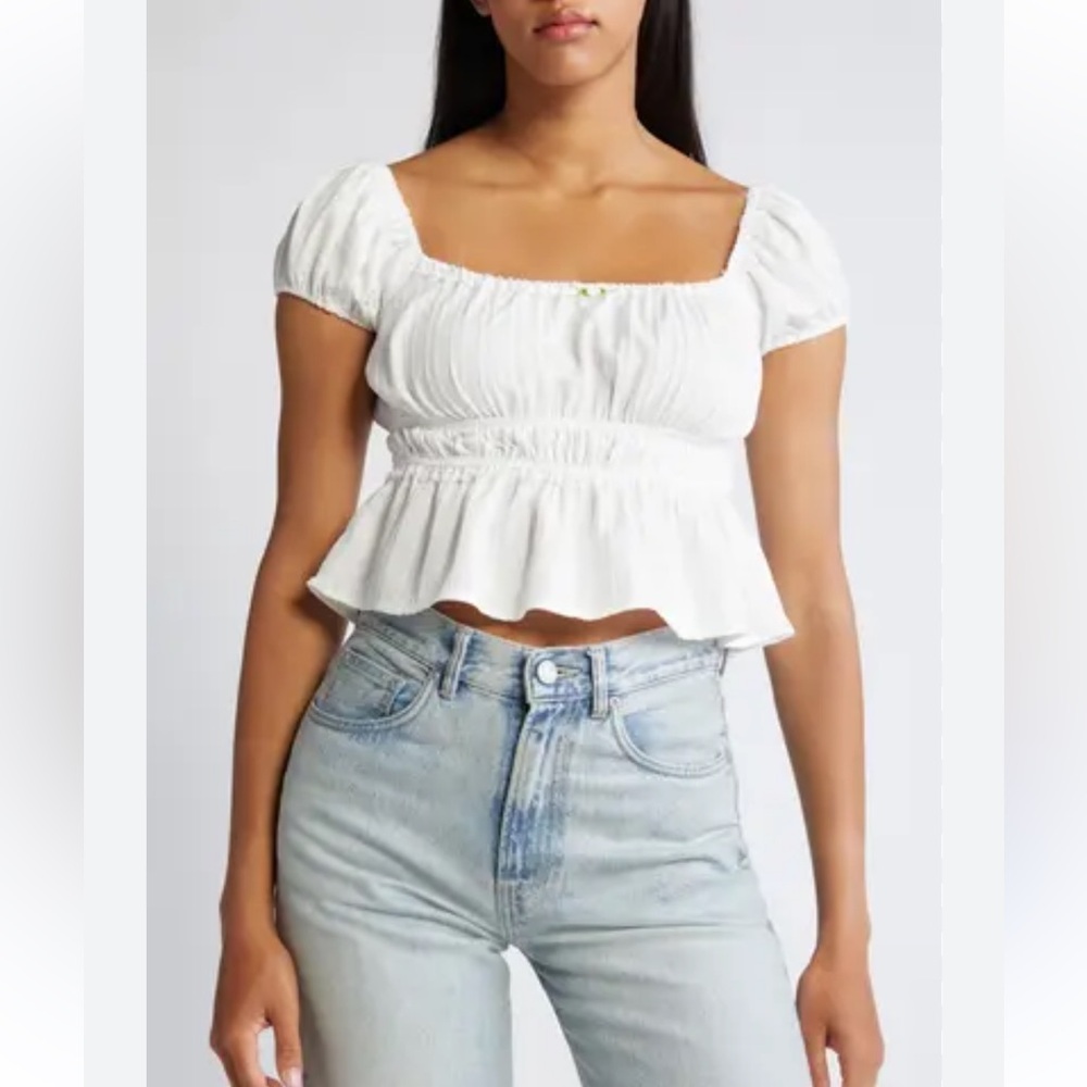 NWT Nordstrom White Peplum Blouse